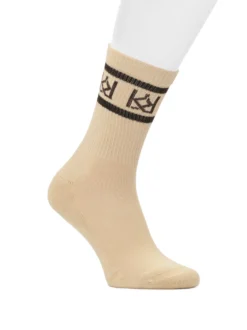 Bawełniane beżowe skarpety w monogramy KAZAR