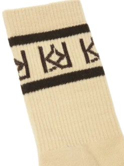 Bawełniane beżowe skarpety w monogramy KAZAR