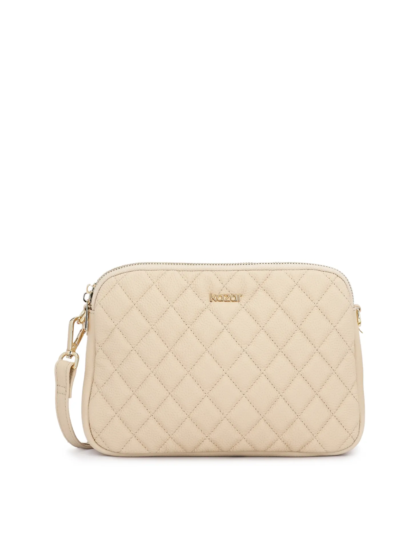 Beżowa pikowana torebka na pasku