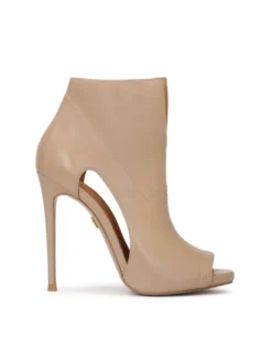Beżowe botki peep toe damskie