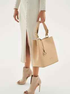 Beżowe botki peep toe damskie