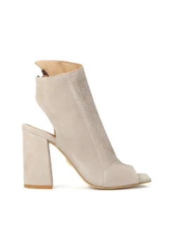 Beżowe botki peep toe damskie
