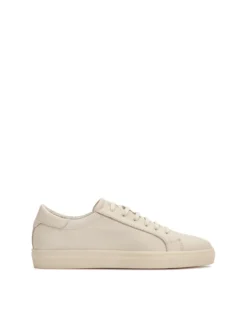 Beżowe skórzane sneakersy męskie w stylu smart casual