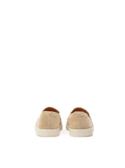 Beżowe zamszowe półbuty slip on casualowe