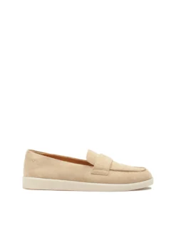 Beżowe zamszowe półbuty slip on casualowe
