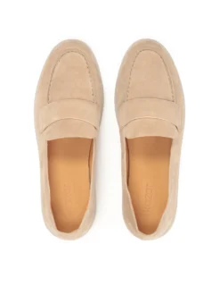 Beżowe zamszowe półbuty slip on casualowe
