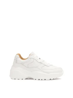 Białe skórzane sneakersy na grubej podeszwie