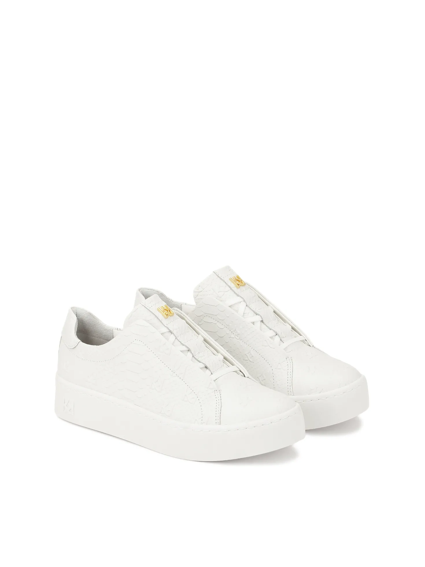 Białe sneakersy w tłoczone monogramy KAZAR