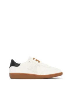 Białe sneakersy ze skóry naturalnej z czarnym zapiętkiem