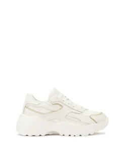 Białe sneakersy ze złotą lamówką