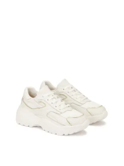 Białe sneakersy ze złotą lamówką