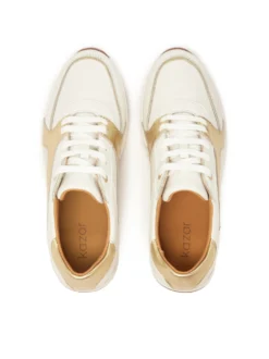 Białe sneakersy ze złotą wstawką