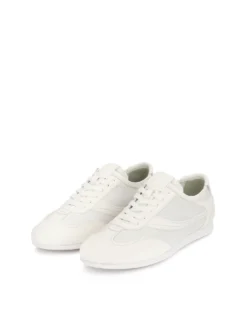 Białe sneakersy z naturalnej skóry i tkaniny