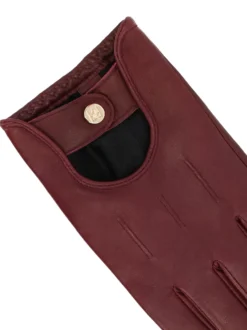 Bordowe rękawiczki skórzane z funkcją touch screen