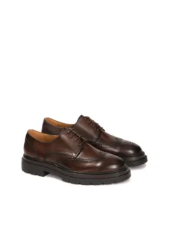 Brązowe derby w stylu BROGUES z ażurowym zdobieniem