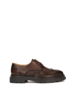 Brązowe derby w stylu BROGUES z ażurowym zdobieniem