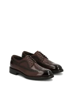 Brązowe formalne półbuty z ażurowym zdobieniem
