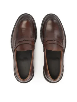 Brązowe loafersy ze skórzaną podeszwą
