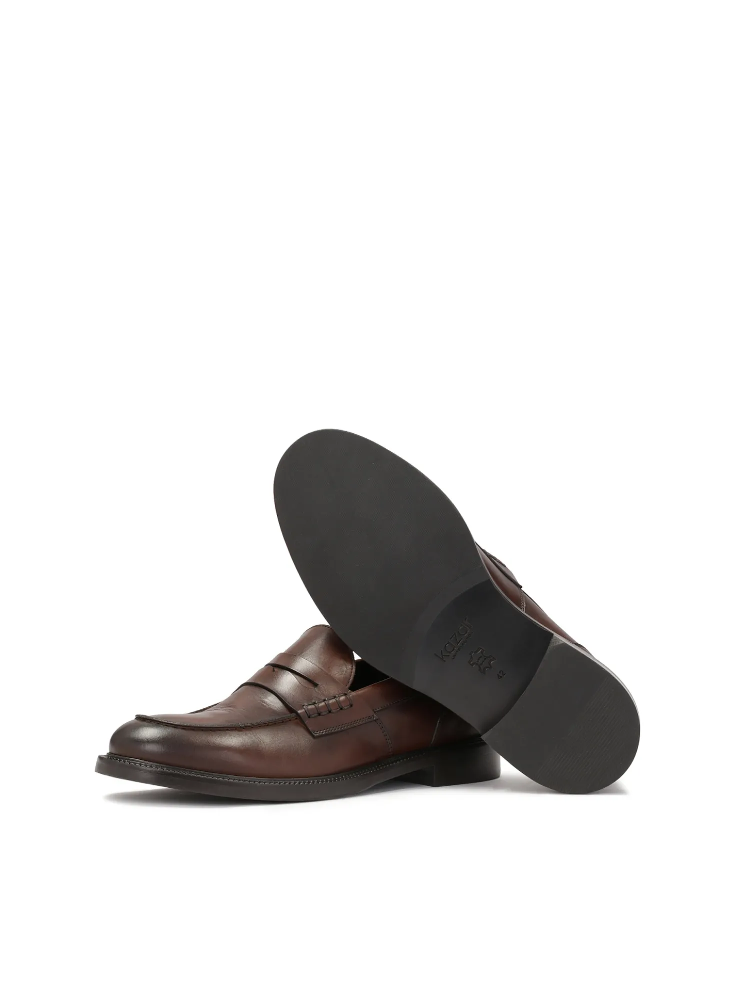 Brązowe loafersy ze skórzaną podeszwą
