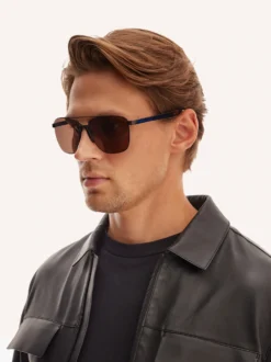 Brązowe okulary przeciwsłoneczne Aviator z polaryzacją