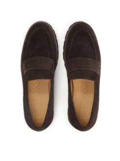 Brązowe półbuty slip on z zamszu