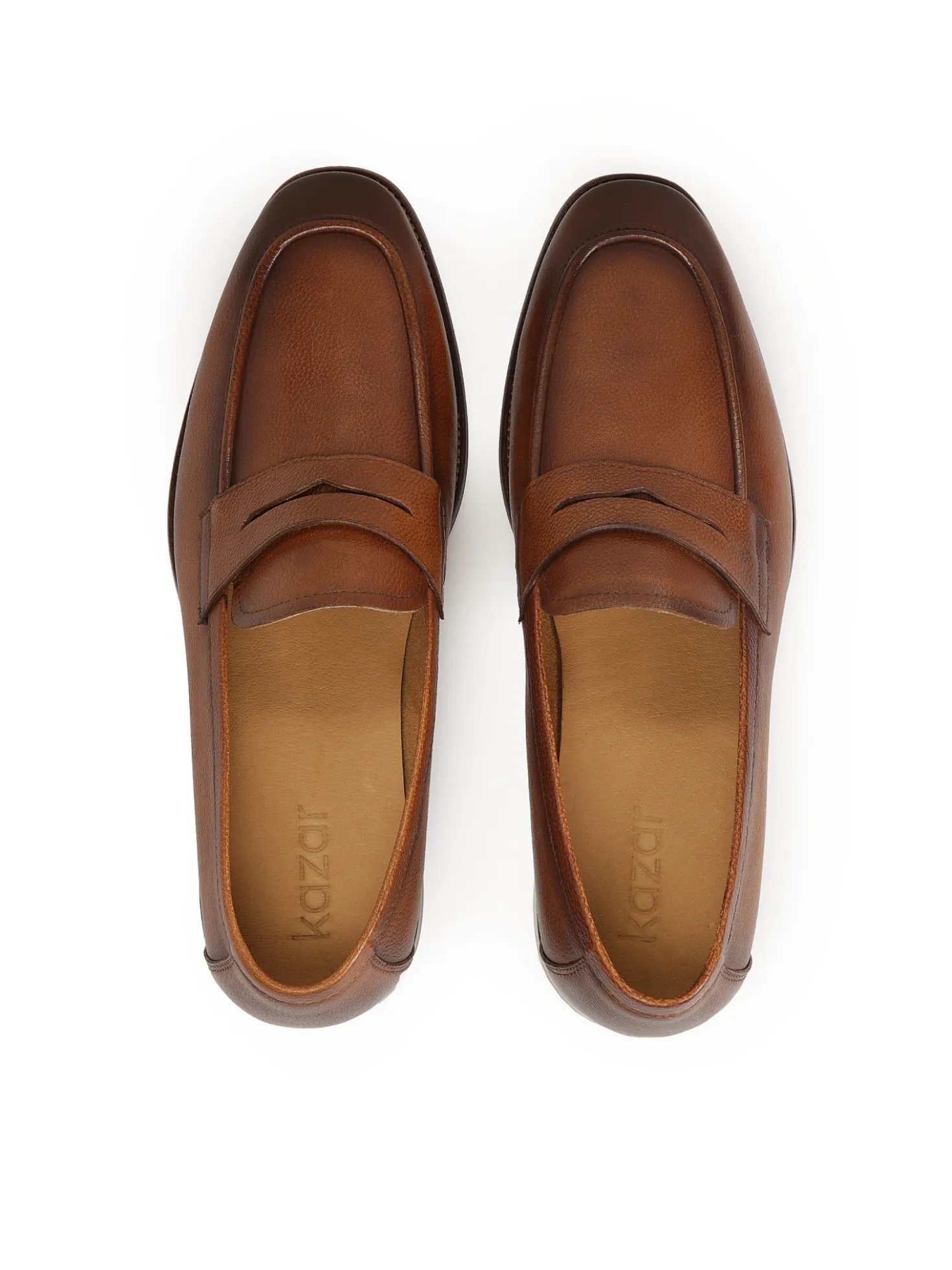 Brązowe skórzane loafersy