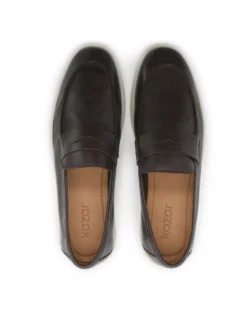 Brązowe skórzane loafersy na podeszwie typu sneakers