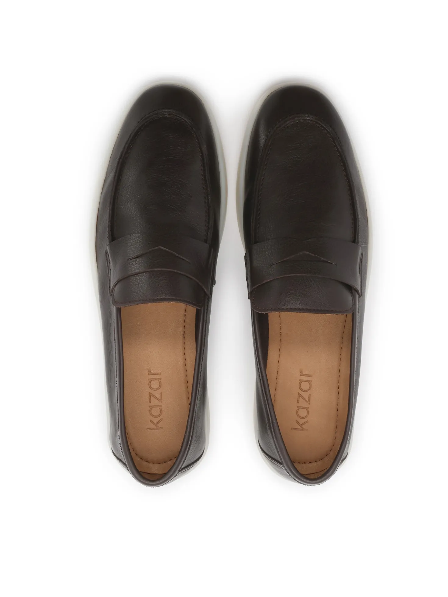Brązowe skórzane loafersy na podeszwie typu sneakers