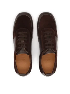 Brązowe sneakersy z zamszu i skóry naturalnej