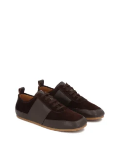 Brązowe sneakersy z zamszu i skóry naturalnej