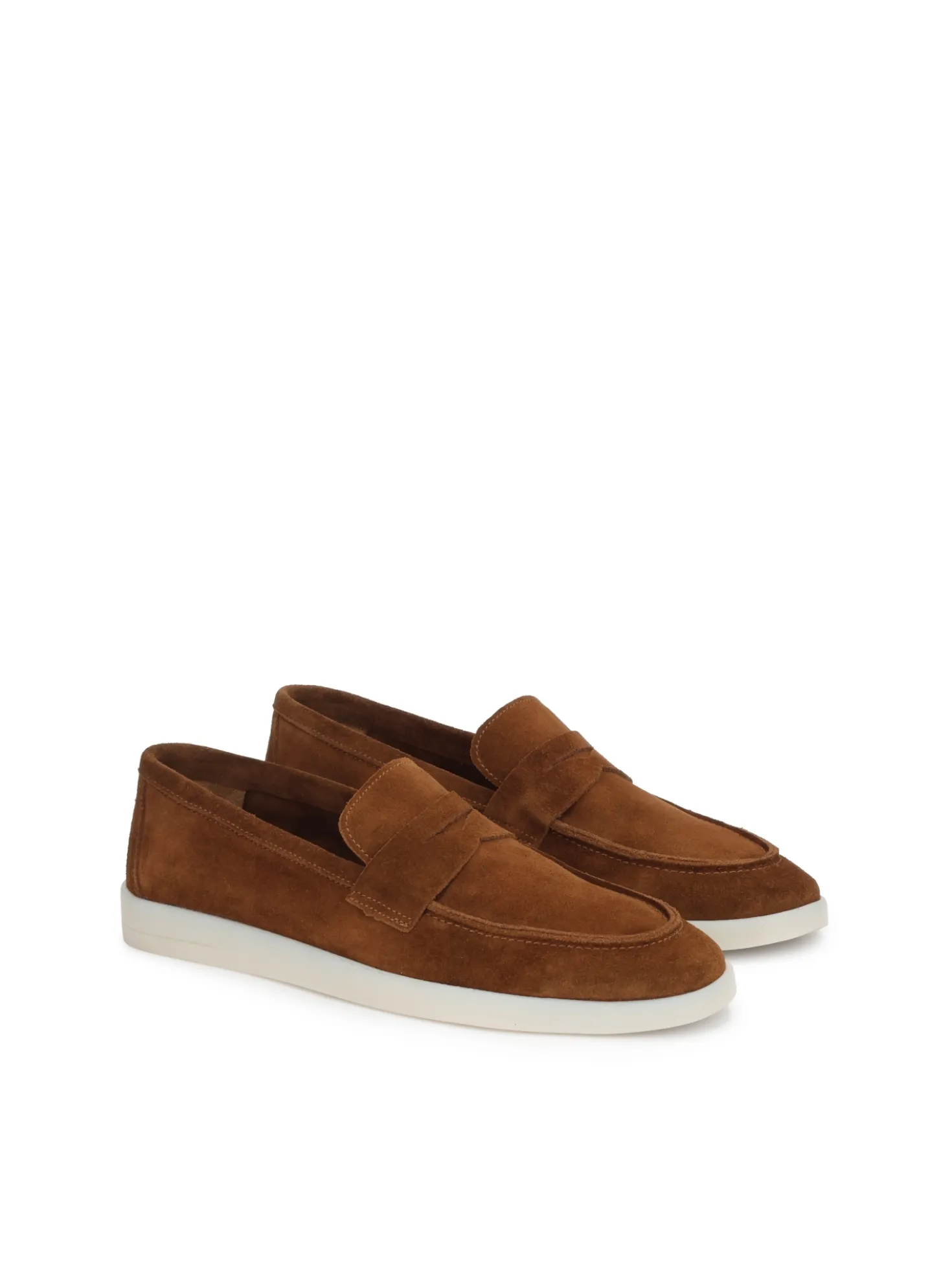 Brązowe zamszowe loafersy na podeszwie typu sneakers
