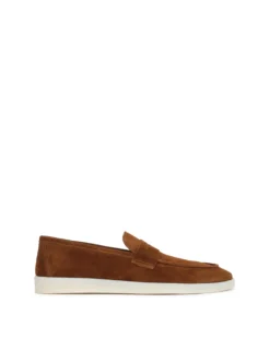 Brązowe zamszowe loafersy na podeszwie typu sneakers