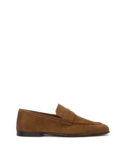 Brązowe zamszowe loafersy z Limitowej Kolekcji