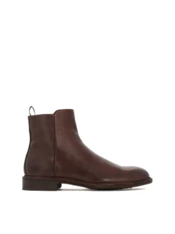 Brązowe zasuwane botki ze skórzaną podeszwą