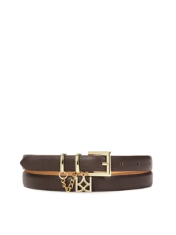 Brązowy pasek zdobiony łańcuszkiem