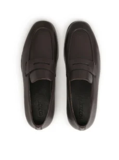 Ciemnobrązowe skórzane loafersy