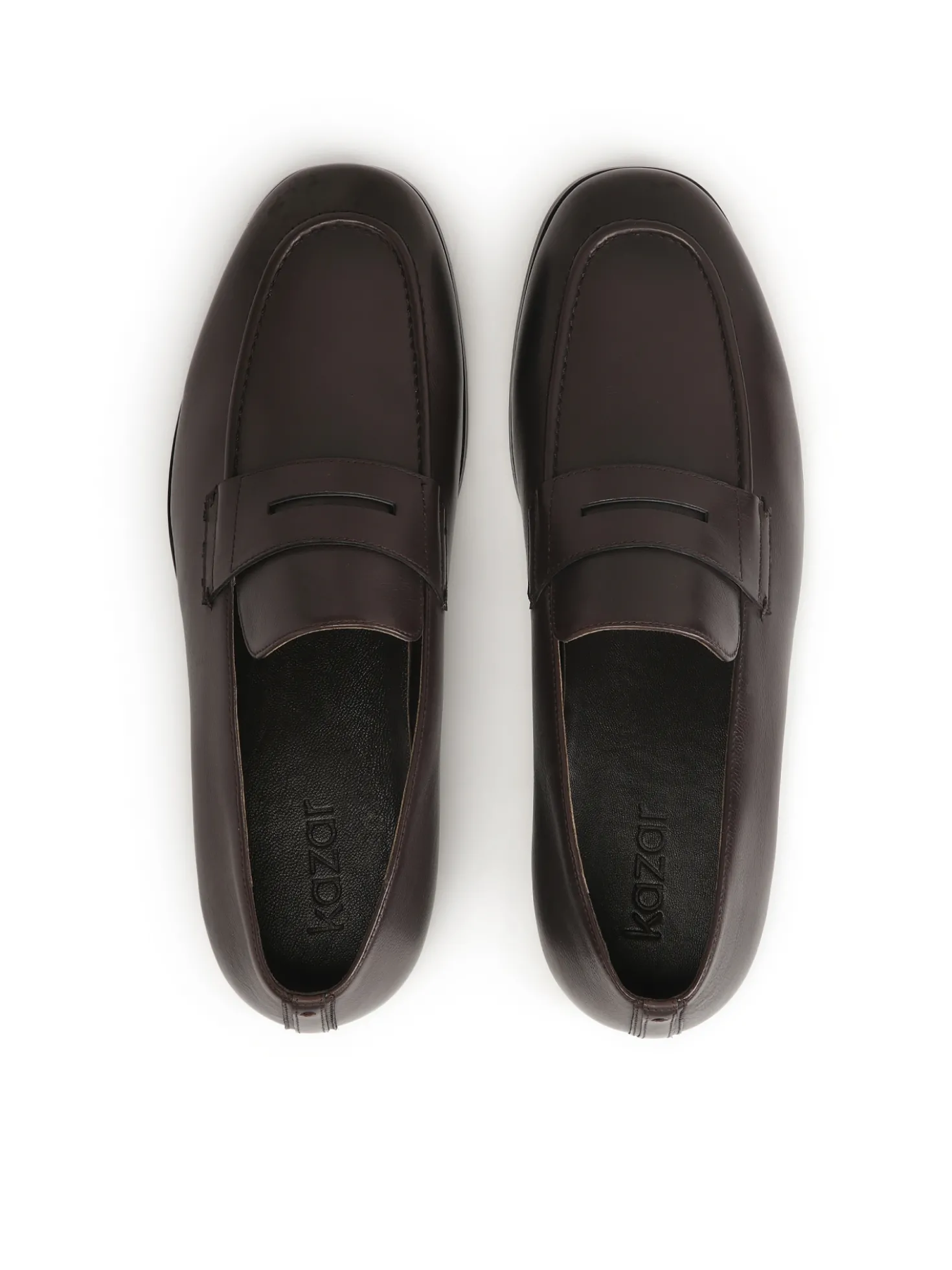 Ciemnobrązowe skórzane loafersy