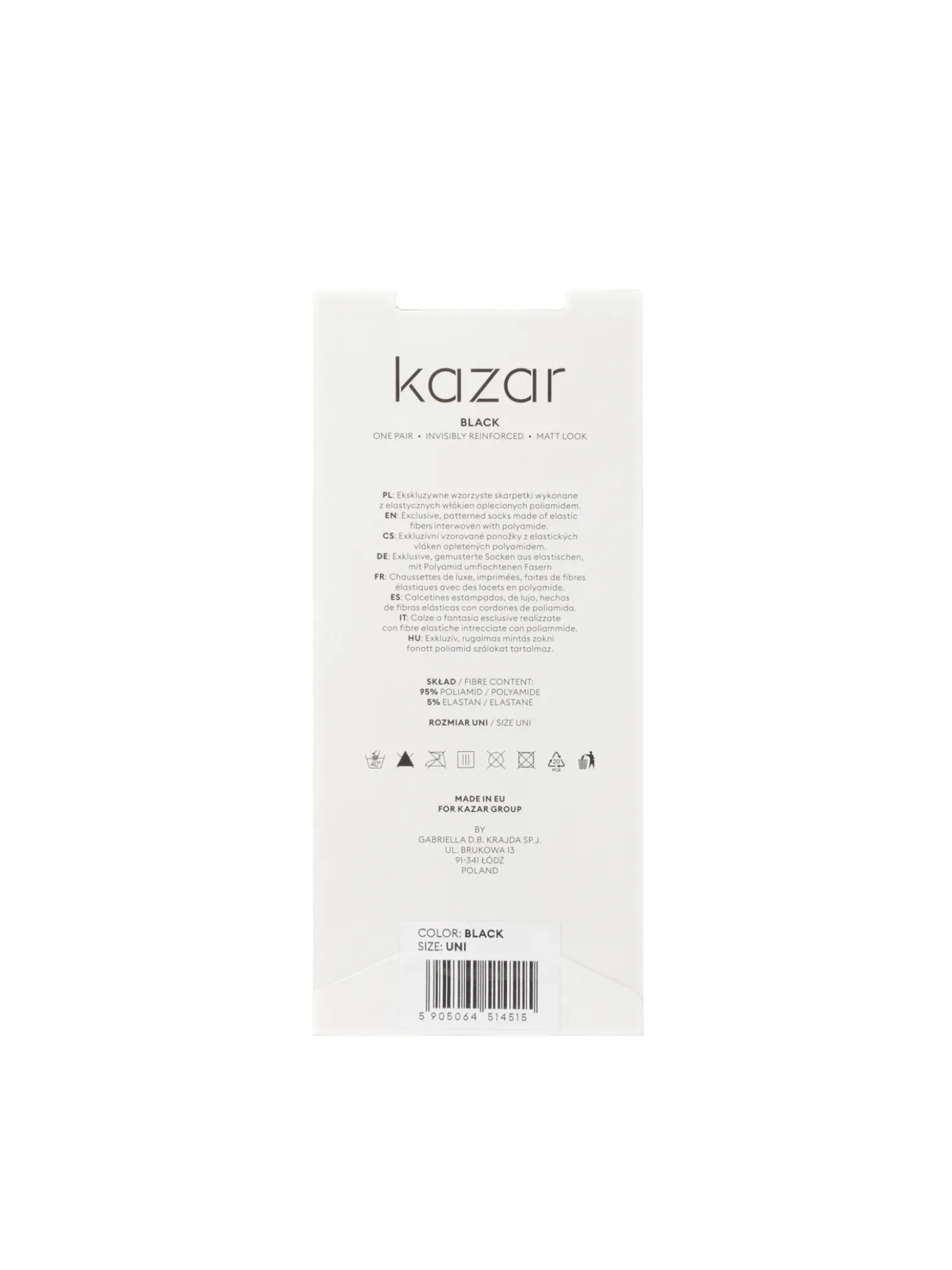 Cienkie czarne skarpetki w monogramy KAZAR