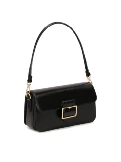 Czarna baguette bag z dwoma paskami