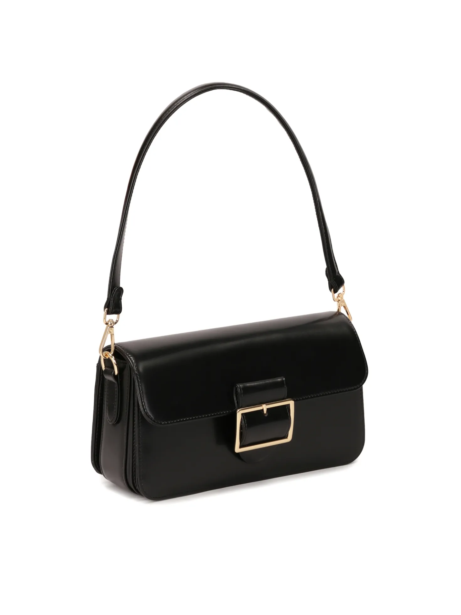 Czarna baguette bag z dwoma paskami