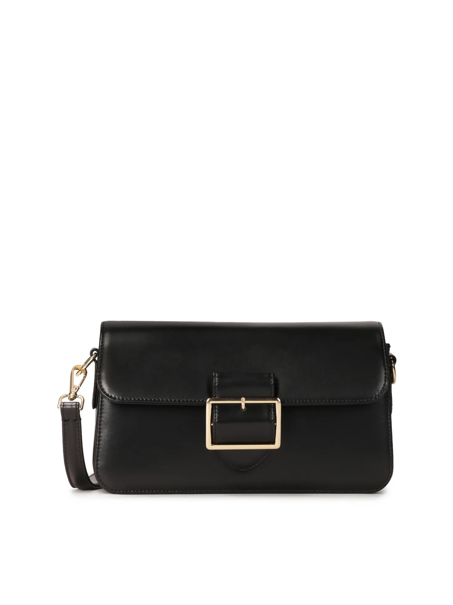 Czarna baguette bag z dwoma paskami