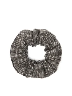 Czarna gumka scrunchie z ozdobami w kolorze grafitowym
