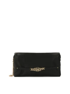 Czarna torebka puffy z metalową ozdobą