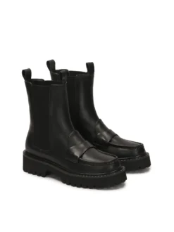 Czarne botki loafersy