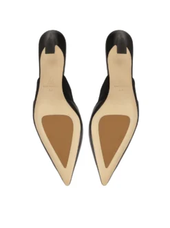 Czarne czółenka slingback na modnym obcasie