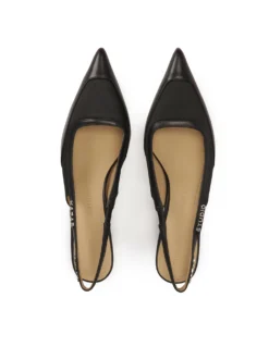 Czarne czółenka slingback na modnym obcasie