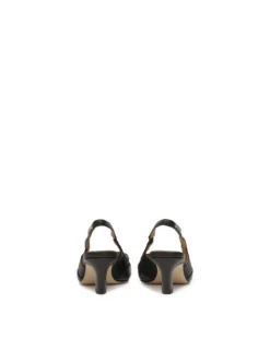 Czarne czółenka slingback na modnym obcasie