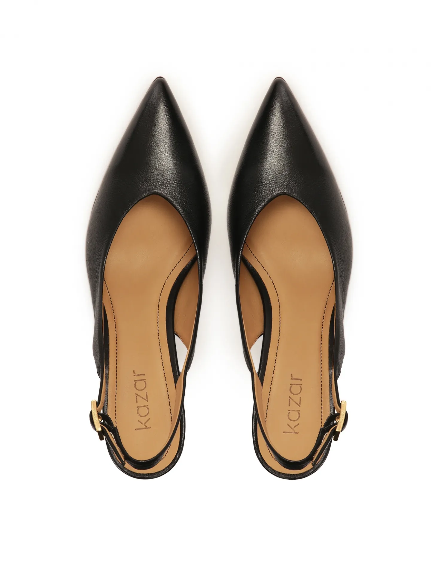 Czarne czółenka slingback na szerokim obcasie