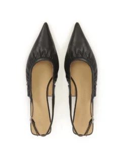 Czarne czółenka slingback z marszczoną cholewką