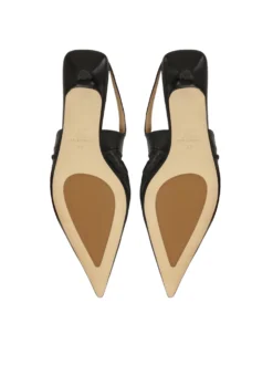 Czarne czółenka slingback z marszczoną cholewką